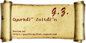 Gyurkó Zoltán névjegykártya